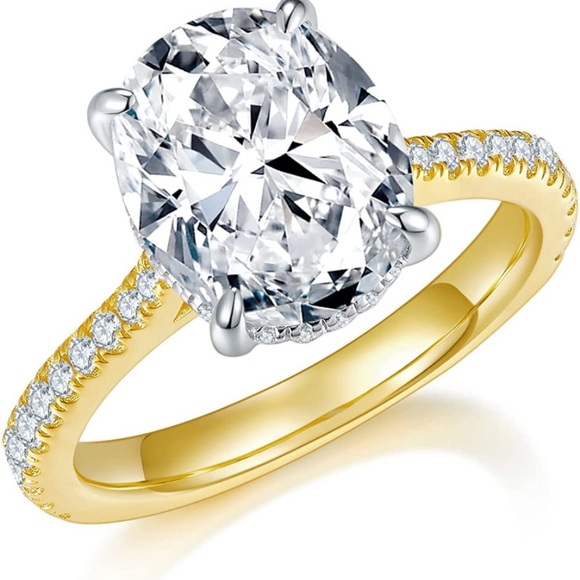 14k 5 cttw Oval Certified Diamond Moissanite Solitaire Ring - Picture 5 of 10